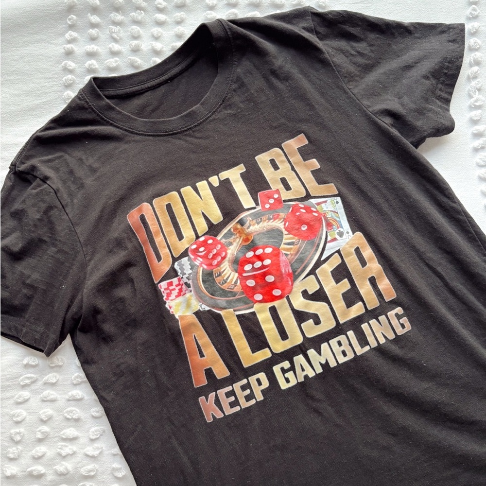 Funny Gambling Graphic Tee • Size Small